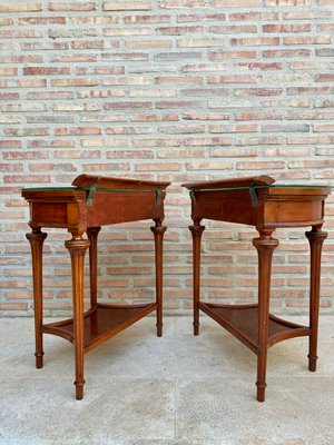 Empire Style Mahogany Nightstands with Bronze and Brass Details, 1930s, Set of 2-NOU-935518