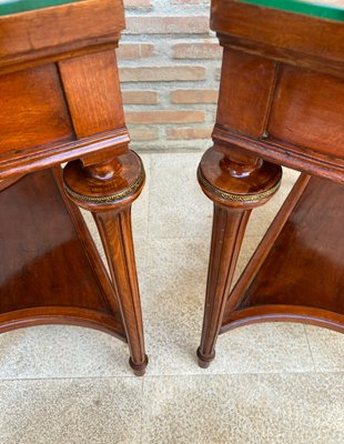 Empire Style Mahogany Nightstands with Bronze and Brass Details, 1930s, Set of 2-NOU-935518