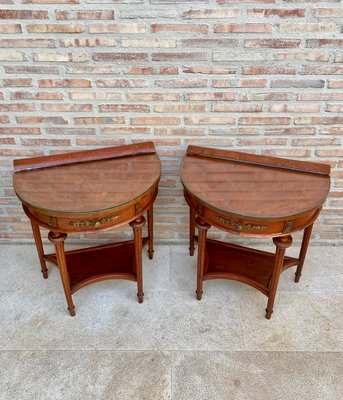 Empire Style Mahogany Nightstands with Bronze and Brass Details, 1930s, Set of 2-NOU-935518