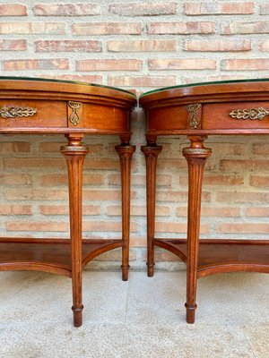 Empire Style Mahogany Nightstands with Bronze and Brass Details, 1930s, Set of 2-NOU-935518