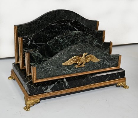 Empire Style Marble and Bronze Clock Set, Late 1800s, Set of 5-RVK-1420555