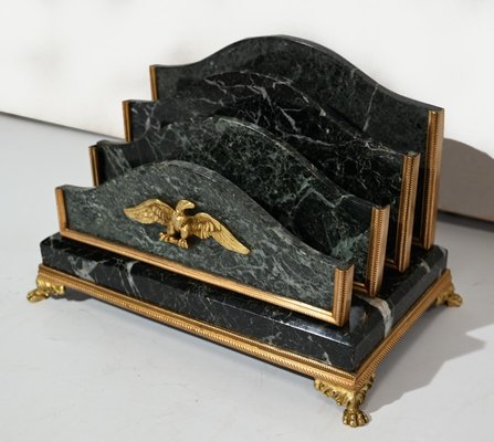 Empire Style Marble and Bronze Clock Set, Late 1800s, Set of 5-RVK-1420555