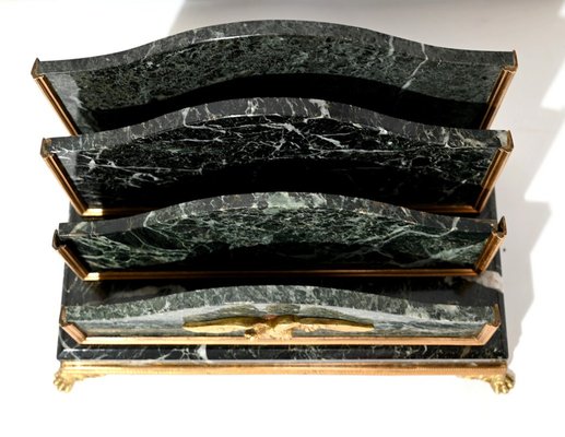 Empire Style Marble and Bronze Clock Set, Late 1800s, Set of 5-RVK-1420555