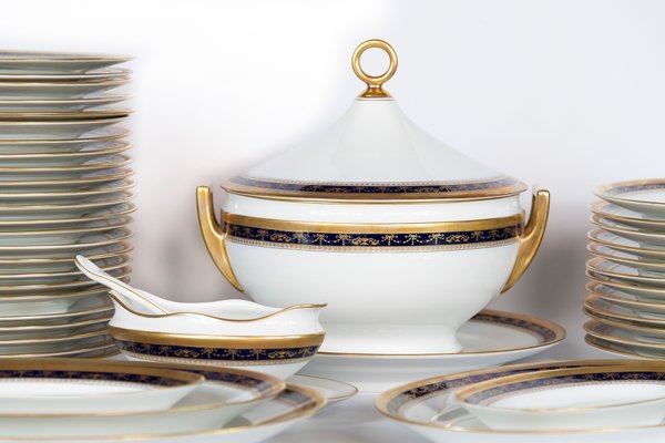 Empire Style Porcelain Dinner Set for 12 by Richard Ginori, Set of 57-ZVH-1322998