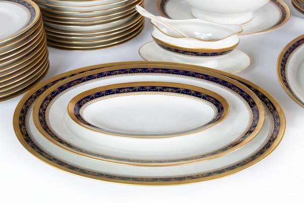 Empire Style Porcelain Dinner Set for 12 by Richard Ginori, Set of 57-ZVH-1322998