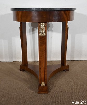 Empire Style Return from Egypt Pedestal Table in Mahogany Burl, Late 19th Century-RVK-1447126