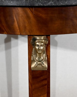 Empire Style Return from Egypt Pedestal Table in Mahogany Burl, Late 19th Century-RVK-1447126