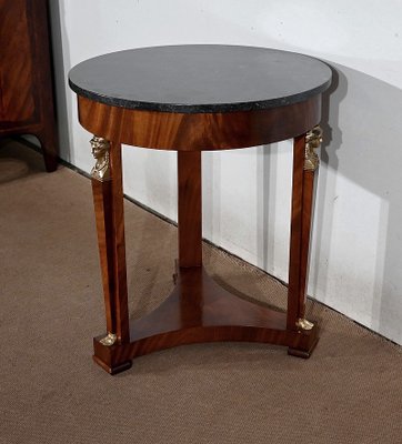 Empire Style Return from Egypt Pedestal Table in Mahogany Burl, Late 19th Century-RVK-1447126