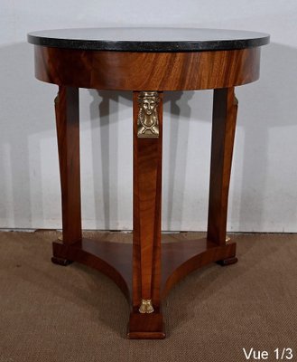 Empire Style Return from Egypt Pedestal Table in Mahogany Burl, Late 19th Century-RVK-1447126