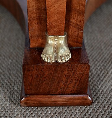 Empire Style Return from Egypt Pedestal Table in Mahogany Burl, Late 19th Century-RVK-1447126