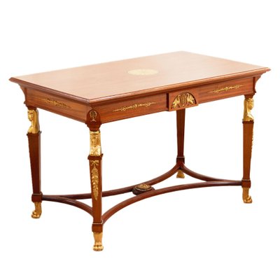 Empire Table Covered with Precious Wood Veneer and Gilded Bronze-WMV-1781022