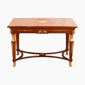 Empire Table Covered with Precious Wood Veneer and Gilded Bronze-WMV-1781022