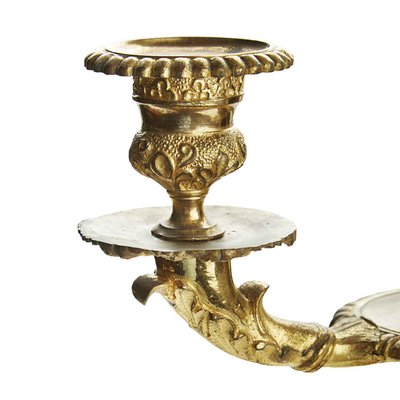 Empire Three-Flame Candelabra in Gilded Bronze, 1800s, Set of 2-TBU-2042155