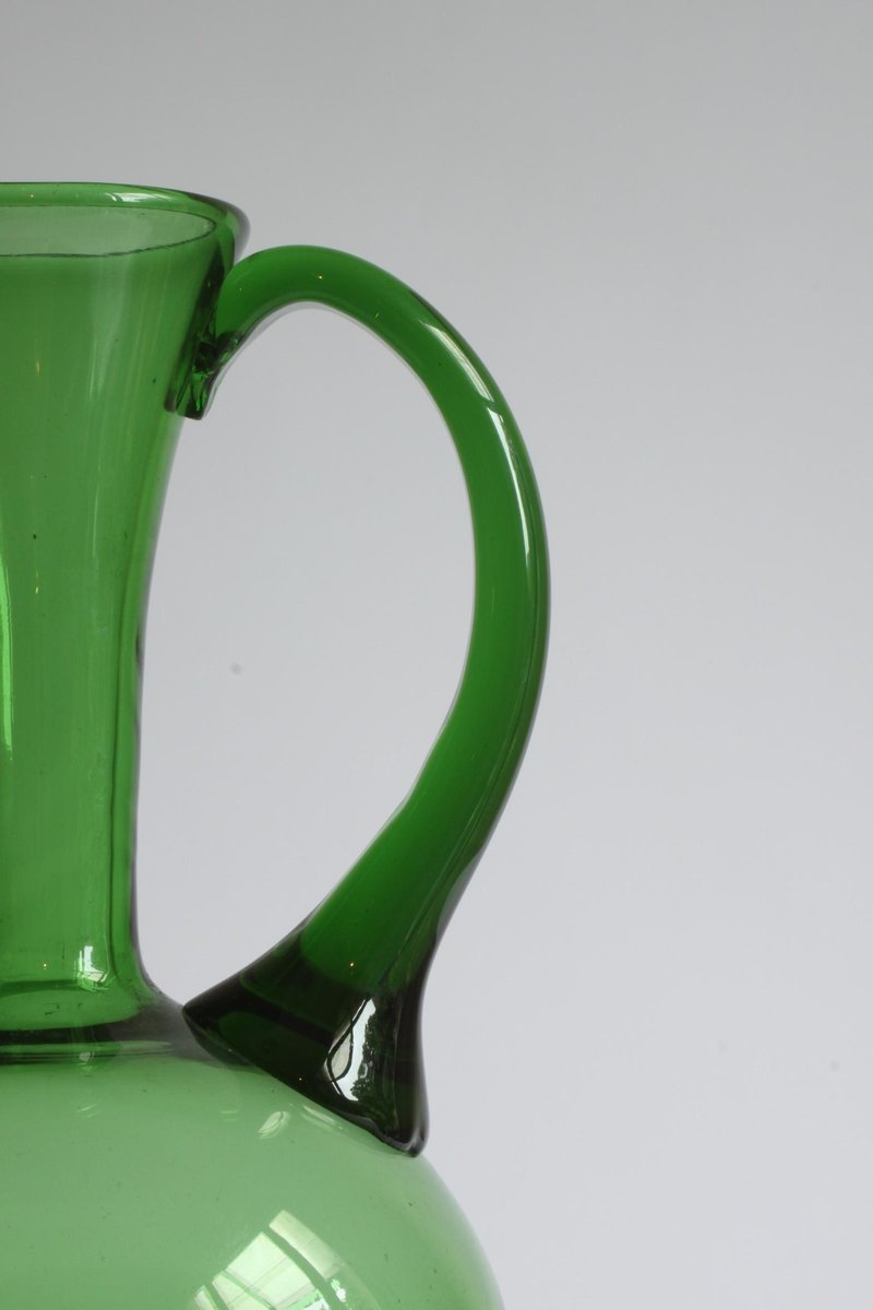 Empoli Verde Glass Etruscan Amphora Vase, Tuscany 1940s