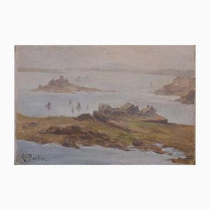 En Plein Air Impressionist Seascape Study, 20th-Century, Oil on Board-AOI-1180033