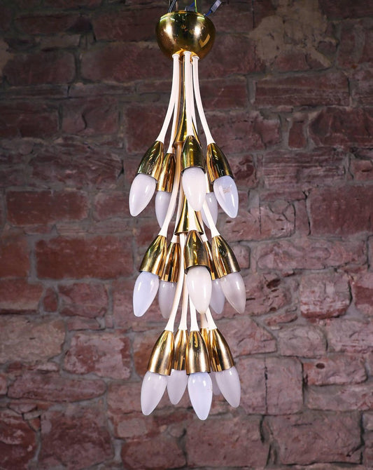 Enamel Brass Chandelier, 1950s, Italy