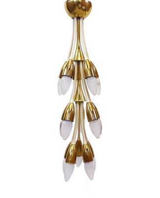 Enamel Brass Chandelier, 1950s, Italy-DEK-932494