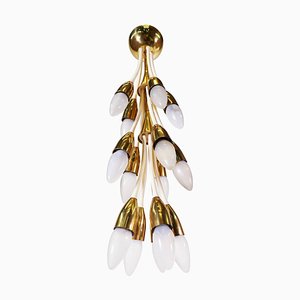 Enamel Brass Chandelier, 1950s, Italy-DEK-932494