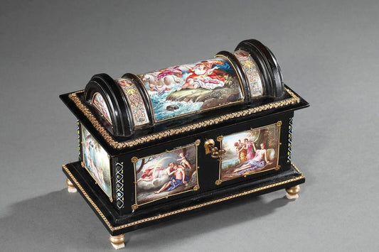 Enamel Chest with Mythological Scenes, 19th-Century