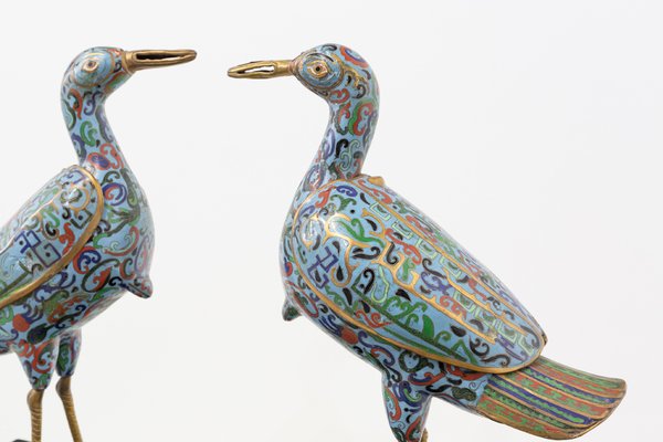 Enamel Cranes, 1950s, Set of 2-UJE-604887