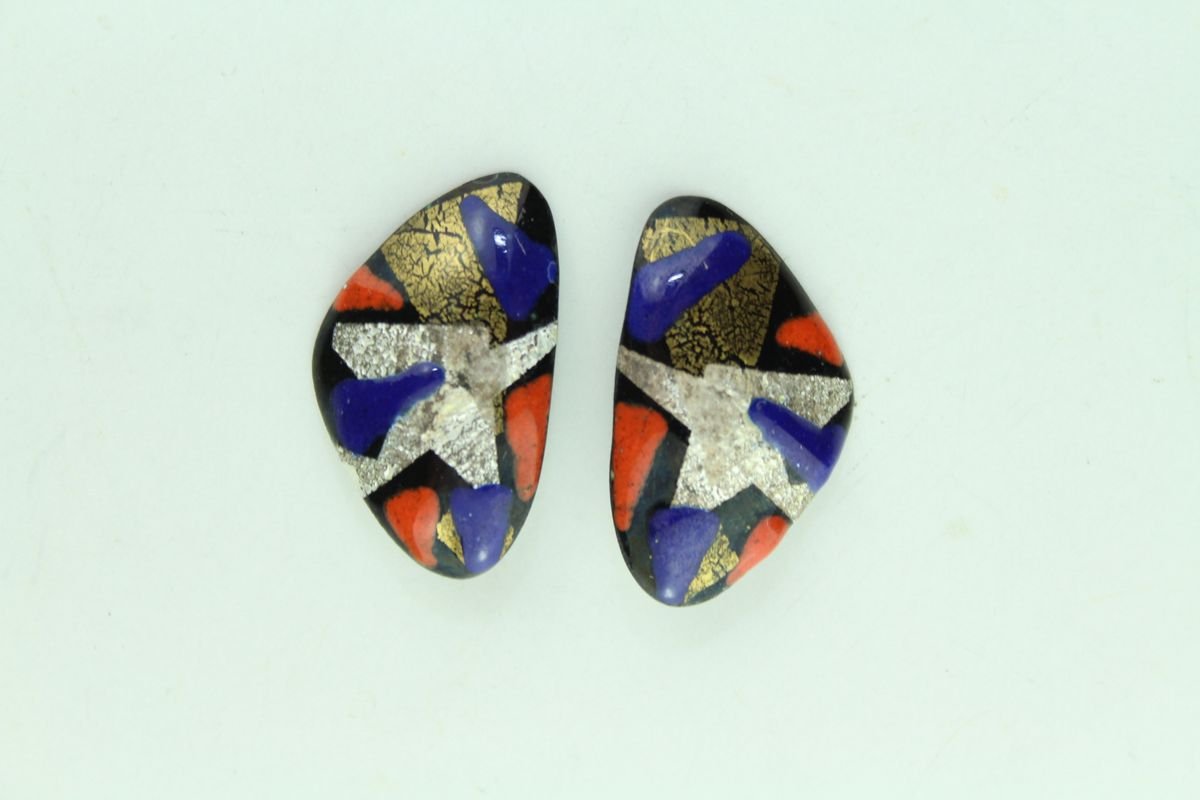 Enamel Ear Clips from Atelier Casanova, 1950s, Set of 2