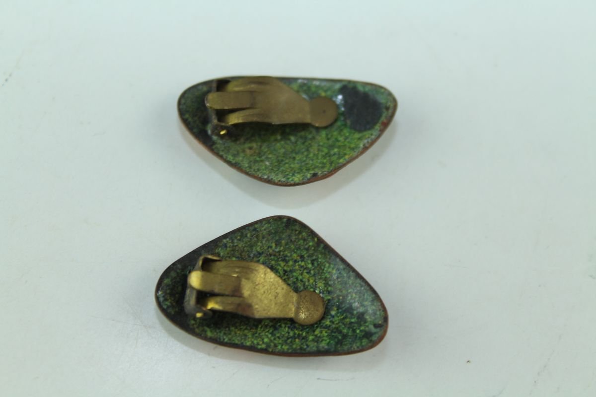 Enamel Ear Clips from Atelier Casanova, 1950s, Set of 2