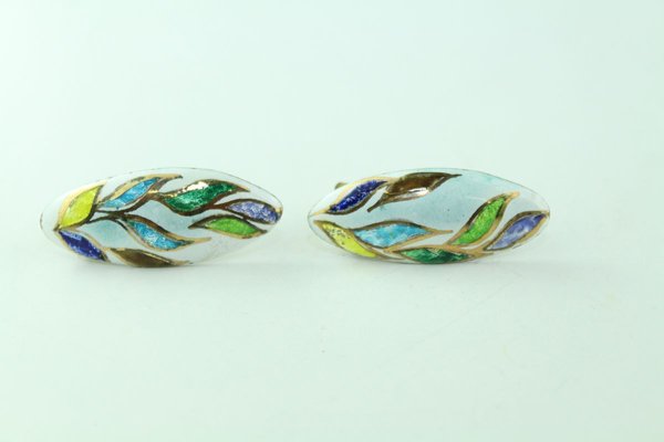 Enamel Earclips by Atelier Casanova for Atelier Casanova, 1950s, Set of 2-ZWH-738090