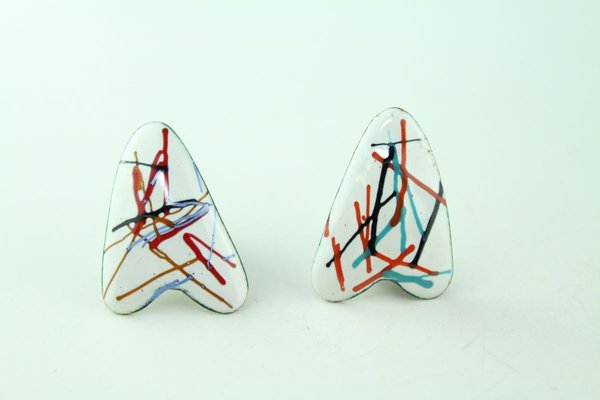 Enamel Earclips by Atelier Casanova for Atelier Casanova, 1950s, Set of 2-ZWH-738092