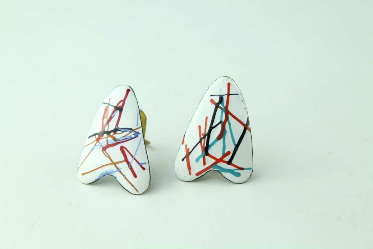 Enamel Earclips by Atelier Casanova for Atelier Casanova, 1950s, Set of 2