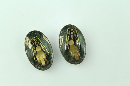 Enamel Earclips by Atelier Casanova for Atelier Casanova, 1950s, Set of 2