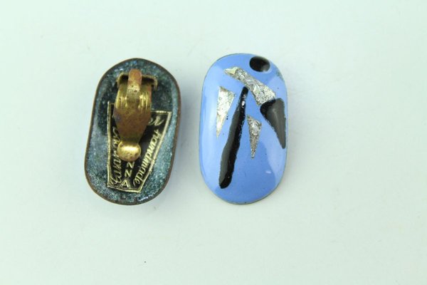 Enamel Earclips by Atelier Casanova for Atelier Casanova, 1950s, Set of 2-ZWH-738087