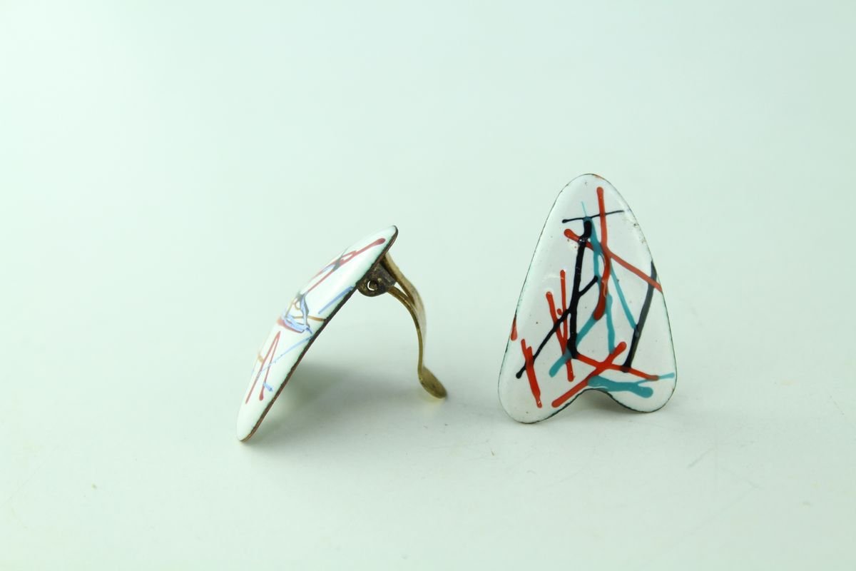 Enamel Earclips by Atelier Casanova for Atelier Casanova, 1950s, Set of 2