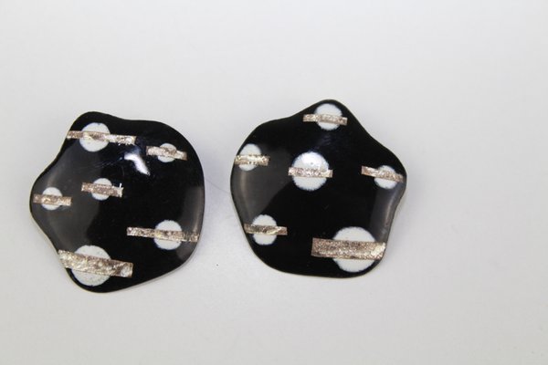 Enamel Earclips from Atelier Casanova, 1950s, Set of 2-ZWH-786969