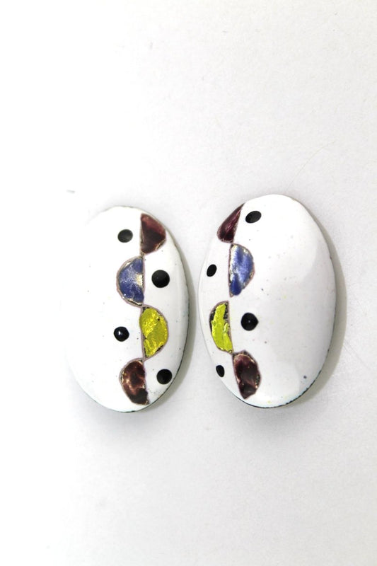 Enamel Earclips from Atelier Casanova, 1950s, Set of 2