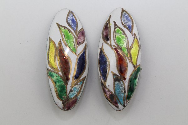 Enamel Earclips from Atelier Casanova, 1950s, Set of 2-ZWH-786967