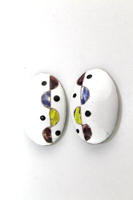 Enamel Earclips from Atelier Casanova, 1950s, Set of 2-ZWH-786977