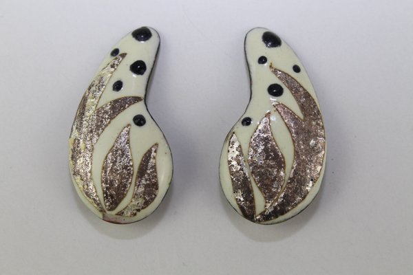 Enamel Earclips from Atelier Casanova, 1950s, Set of 2-ZWH-786971