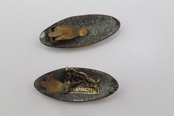 Enamel Earclips from Atelier Casanova, 1950s, Set of 2-ZWH-786967