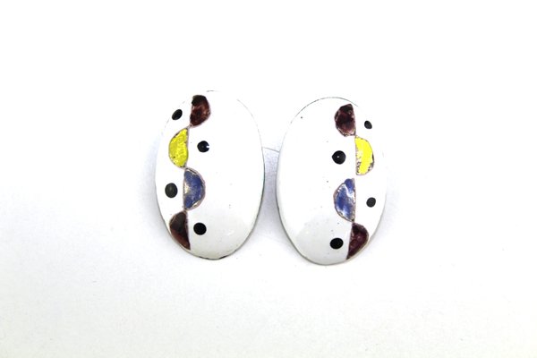 Enamel Earclips from Atelier Casanova, 1950s, Set of 2-ZWH-786977