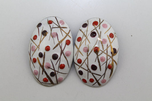 Enamel Earclips from Atelier Casanova, 1950s, Set of 4