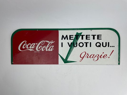 Enamel Empty Bottles Here Coca-Cola Sign, Italy, 1960s-YNA-1098156