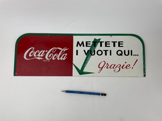 Enamel Empty Bottles Here Coca-Cola Sign, Italy, 1960s-YNA-1098156