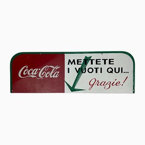 Enamel Empty Bottles Here Coca-Cola Sign, Italy, 1960s-YNA-1098156