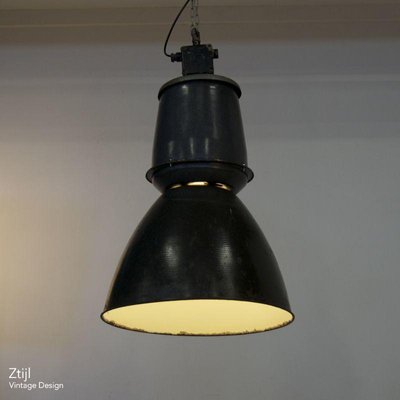 Enamel Factory Lamp from EFC, 1950s-ZT-1057363