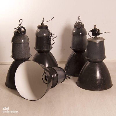 Enamel Factory Lamp from EFC, 1950s-ZT-1057363