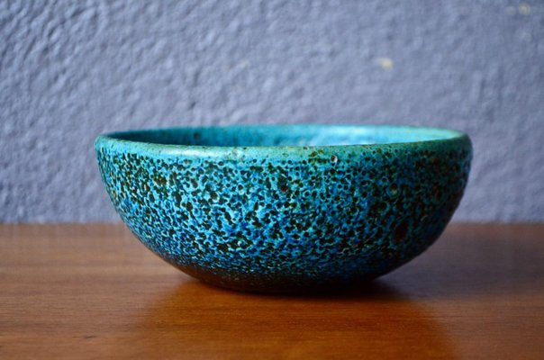 Enameled Blue Ceramic Bowl-AIU-1309940