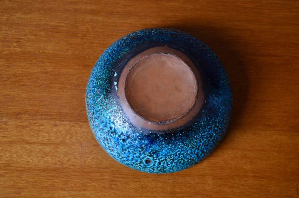 Enameled Blue Ceramic Bowl-AIU-1309940