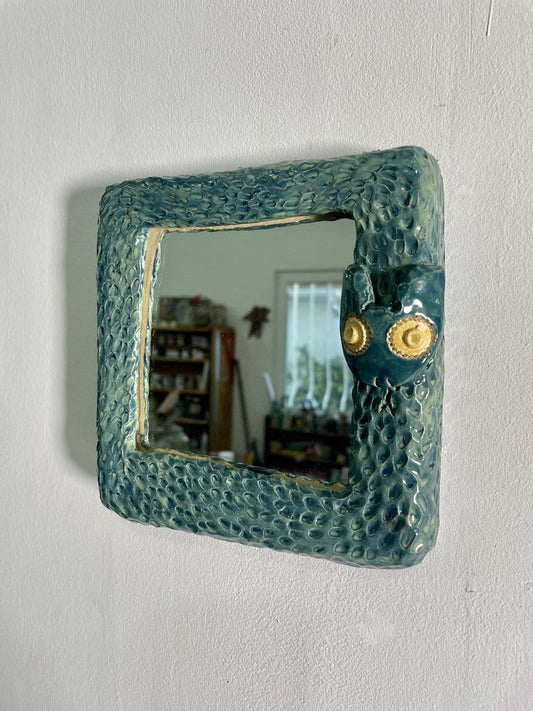 Enameled Ceramic Snake Mirror by Caroline Pholien, 2023