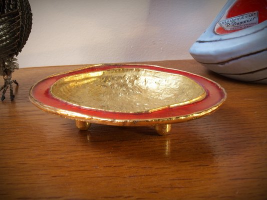 Enamelled Brass Tripod Ashtray Bowl, France, 1960s-ZJN-1772625