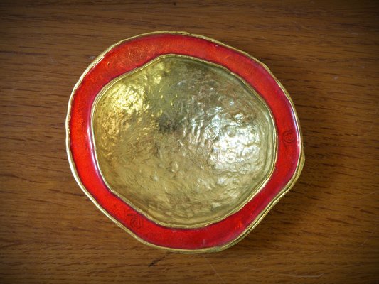 Enamelled Brass Tripod Ashtray Bowl, France, 1960s-ZJN-1772625